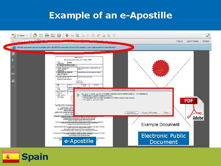 Example of an e-Apostille Spain Electronic Public Document 