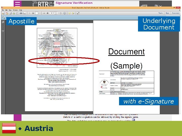 Apostille Underlying Document with e-Signature Austria 