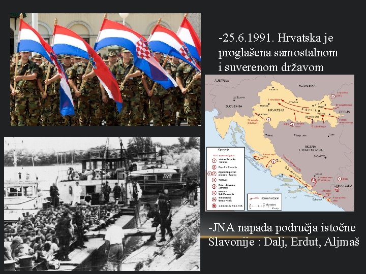 -25. 6. 1991. Hrvatska je proglašena samostalnom i suverenom državom -JNA napada područja istočne