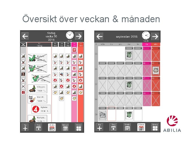 Översikt över veckan & månaden 