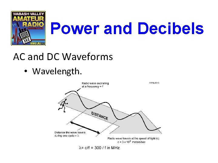 Power and Decibels AC and DC Waveforms • Wavelength. 