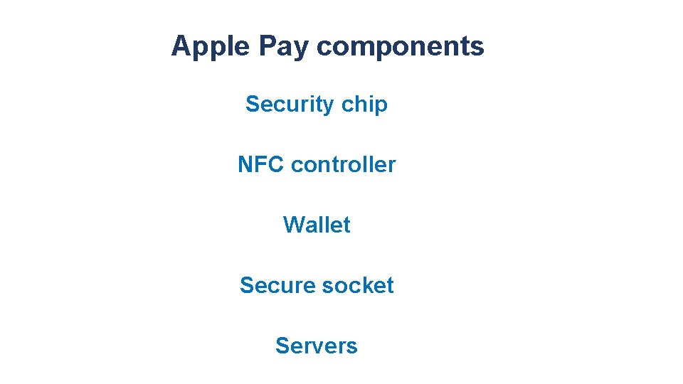 Apple Pay components Security chip NFC controller Wallet Secure socket Servers 