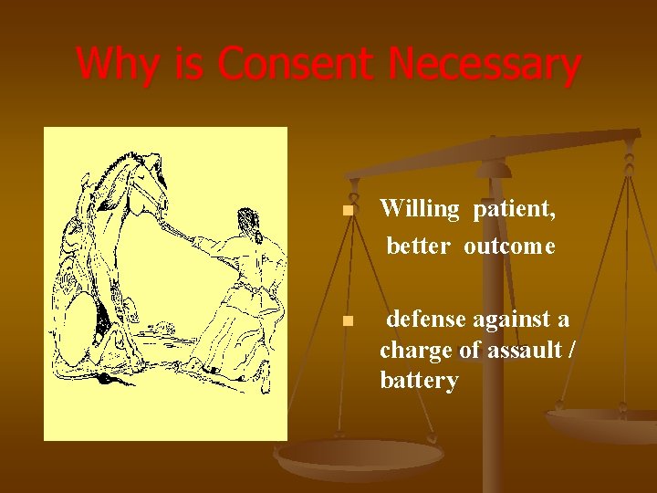 Why is Consent Necessary n Willing patient, better outcome n defense against a charge