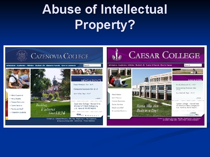 Abuse of Intellectual Property? Rome Was Not Built in a Day! 
