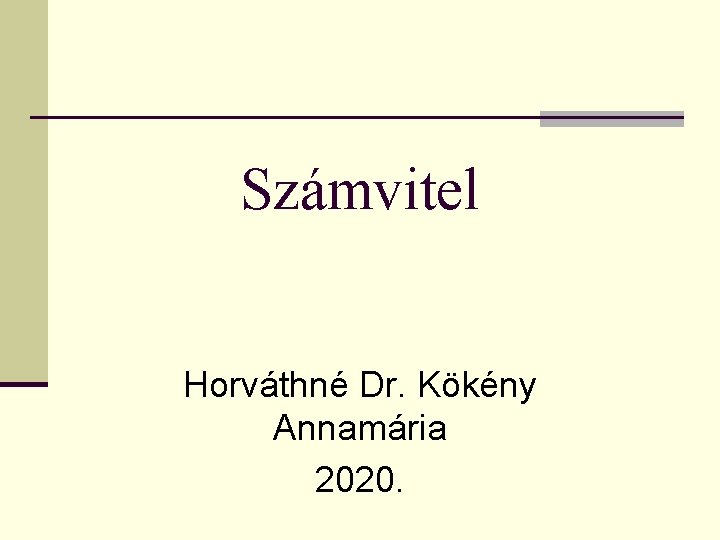 Számvitel Horváthné Dr. Kökény Annamária 2020. 