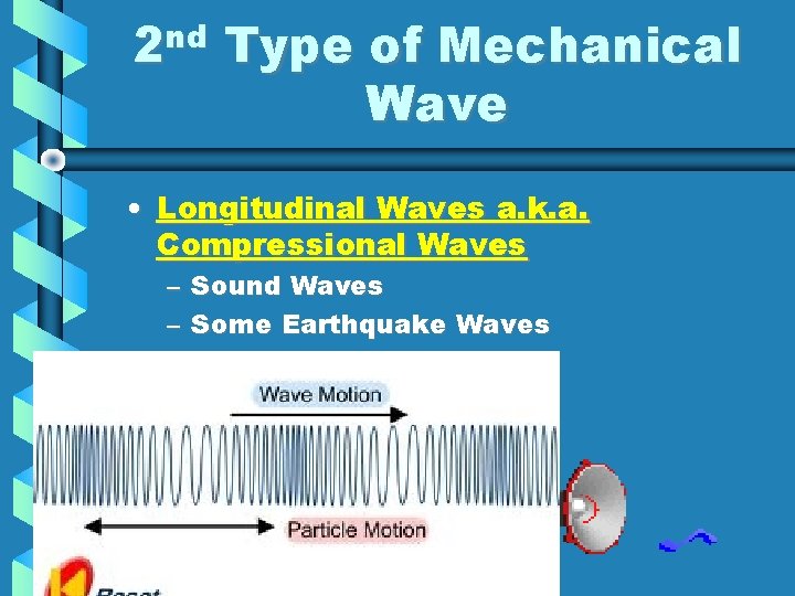 nd 2 Type of Mechanical Wave • Longitudinal Waves a. k. a. Compressional Waves