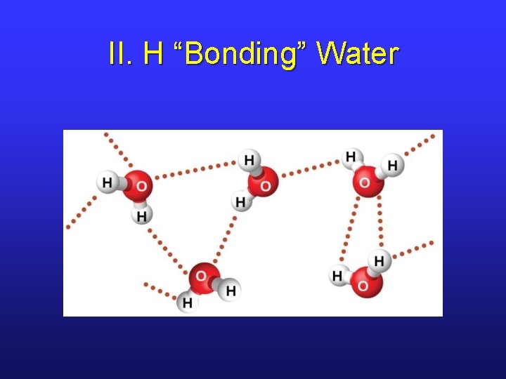 II. H “Bonding” Water 