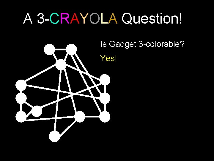 A 3 -CRAYOLA Question! Is Gadget 3 -colorable? Yes! 