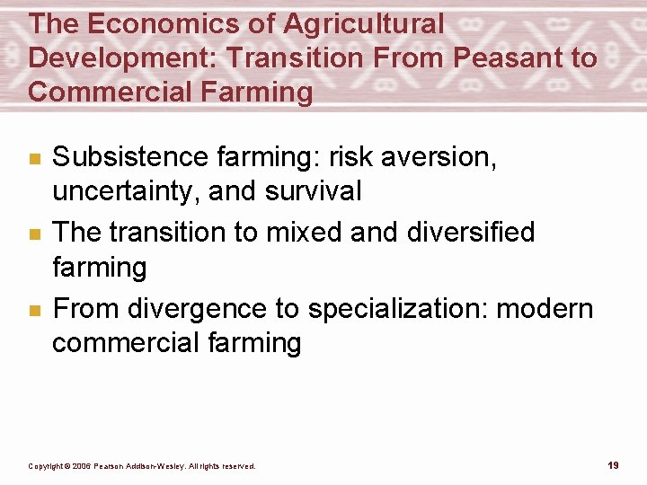 The Economics of Agricultural Development: Transition From Peasant to Commercial Farming n n n