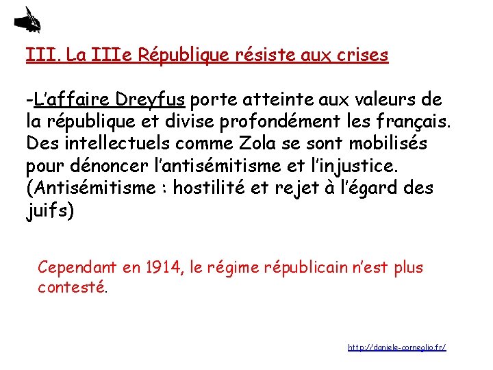 III. La IIIe République résiste aux crises -L’affaire Dreyfus porte atteinte aux valeurs de