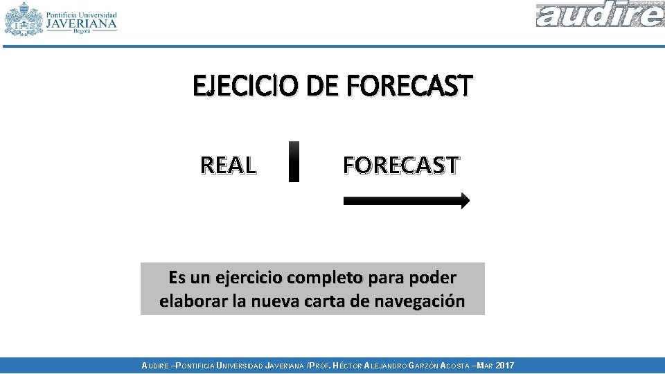 EJECICIO DE FORECAST REAL FORECAST Es un ejercicio completo para poder elaborar la nueva EJECICIO DE FORECAST REAL FORECAST Es un ejercicio completo para poder elaborar la nueva