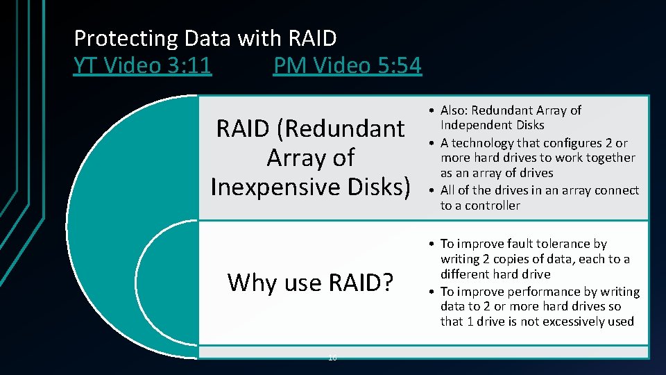 Protecting Data with RAID YT Video 3: 11 PM Video 5: 54 RAID (Redundant Protecting Data with RAID YT Video 3: 11 PM Video 5: 54 RAID (Redundant