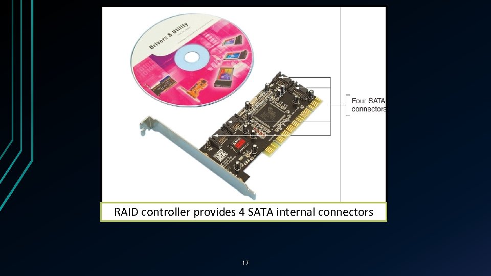 RAID controller provides 4 SATA internal connectors 17 RAID controller provides 4 SATA internal connectors 17