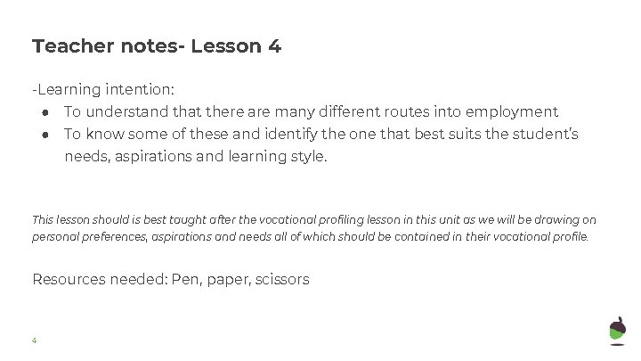 Teacher notes- Lesson 4 -Learning intention: ● To understand that there are many different Teacher notes- Lesson 4 -Learning intention: ● To understand that there are many different