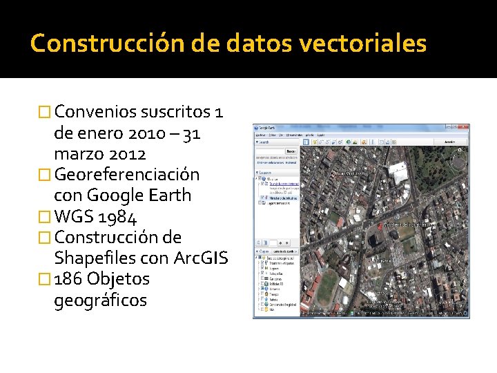 Construcción de datos vectoriales � Convenios suscritos 1 de enero 2010 – 31 marzo