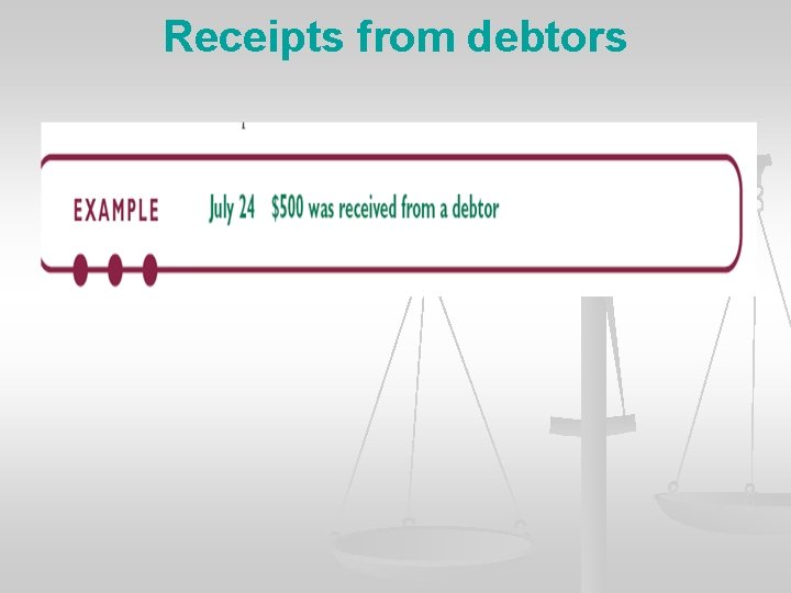 Receipts from debtors 