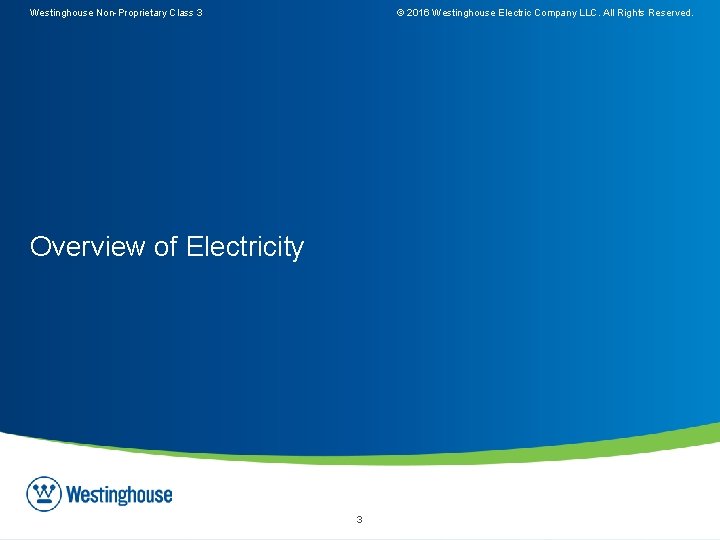 Westinghouse Non-Proprietary Class 3 © 2016 Westinghouse Electric Company LLC. All Rights Reserved. Overview