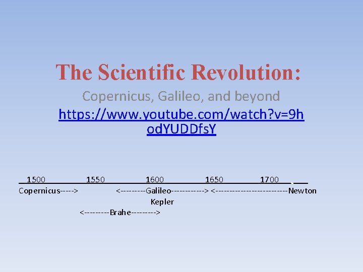 The Scientific Revolution: Copernicus, Galileo, and beyond https: //www. youtube. com/watch? v=9 h od.