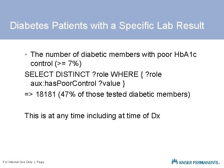 Diabetes Patients with a Specific Lab Result • The number of diabetic members with