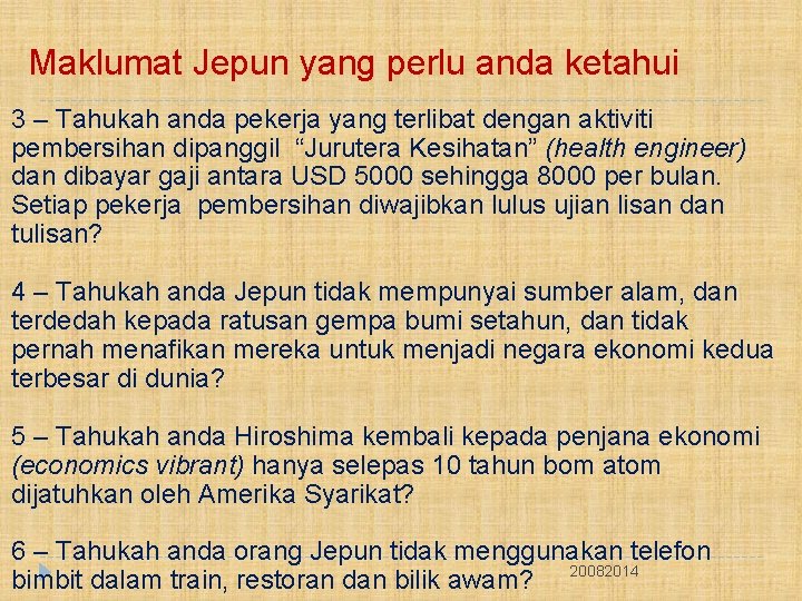 Maklumat Jepun yang perlu anda ketahui 3 – Tahukah anda pekerja yang terlibat dengan