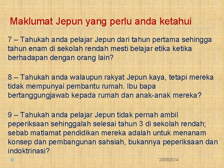 Maklumat Jepun yang perlu anda ketahui 7 – Tahukah anda pelajar Jepun dari tahun