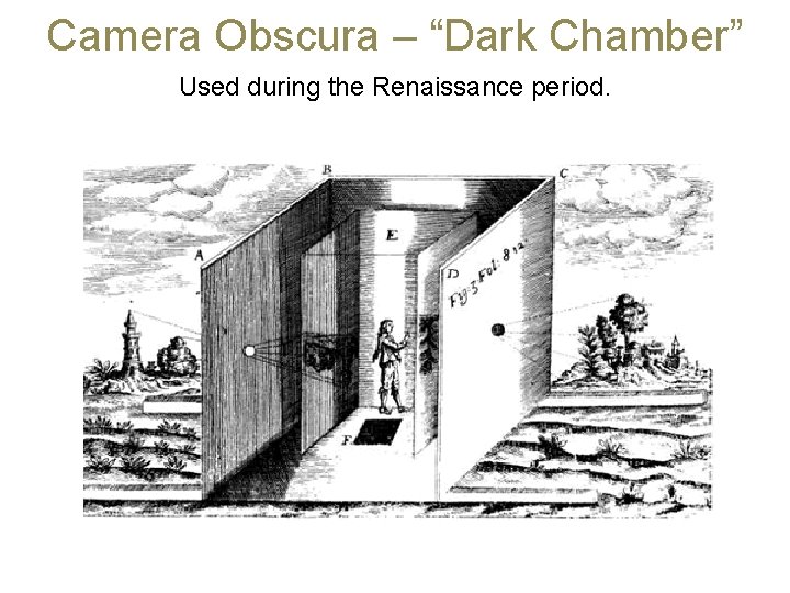 Camera Obscura – “Dark Chamber” Used during the Renaissance period. 