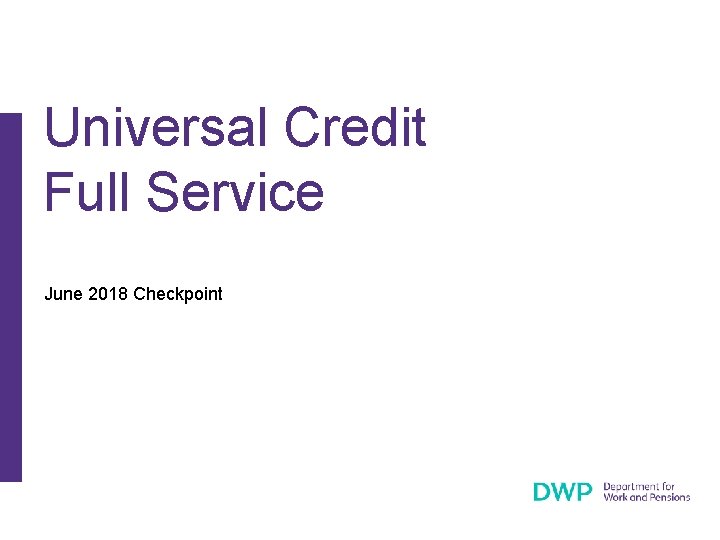 Universal Credit Full Service June 2018 Checkpoint 