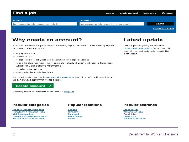 12 Department for Work and Pensions 