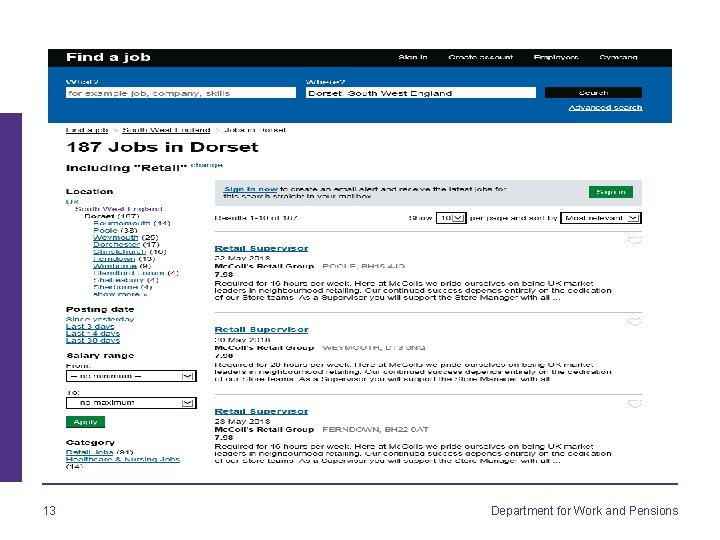 13 Department for Work and Pensions 