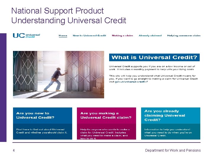 National Support Product Understanding Universal Credit 4 Department for Work and Pensions 