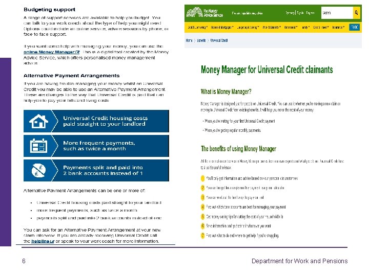 6 Department for Work and Pensions 