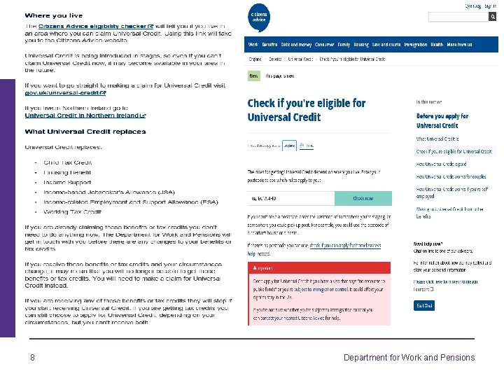 8 Department for Work and Pensions 