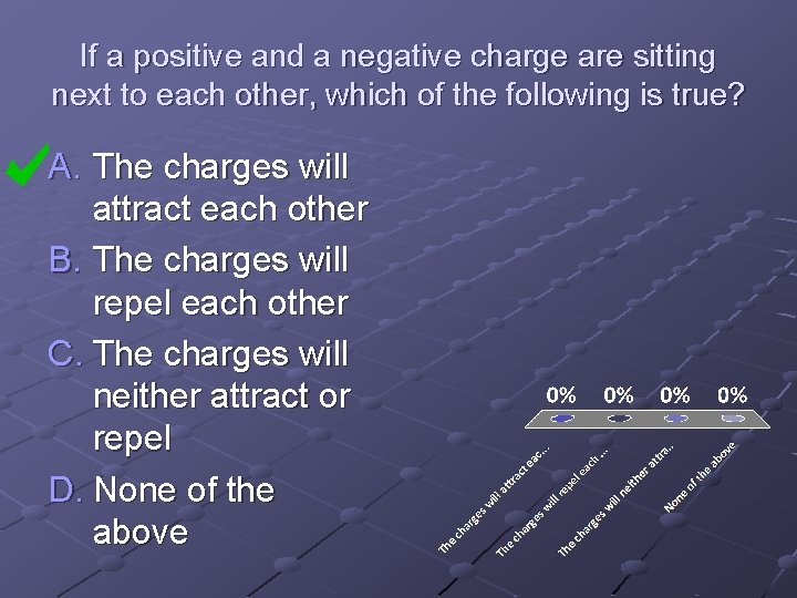 If a positive and a negative charge are sitting next to each other, which