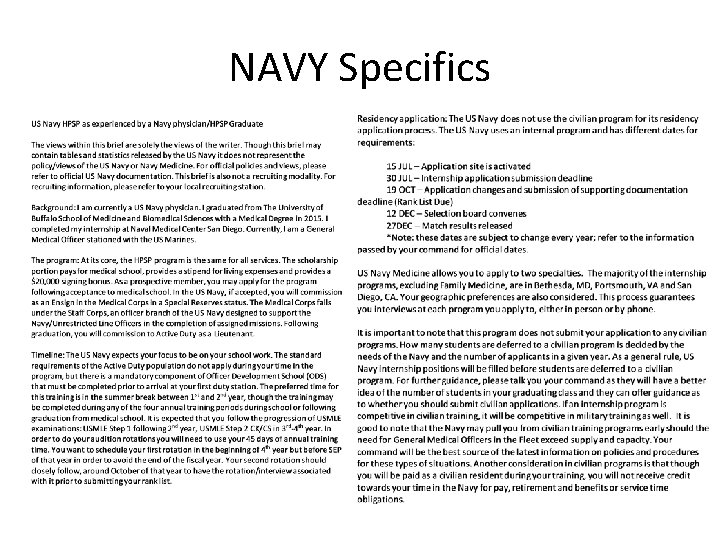 NAVY Specifics 