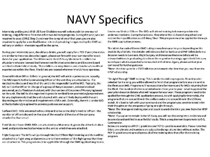 NAVY Specifics 