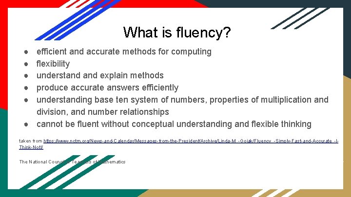 What is fluency? ● ● ● efficient and accurate methods for computing flexibility understand