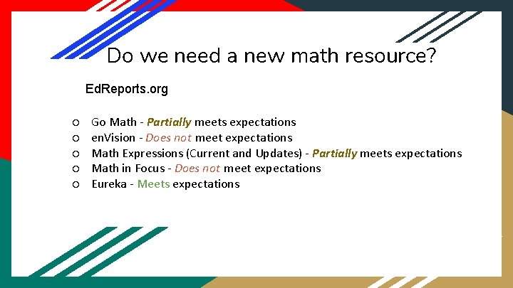 Do we need a new math resource? Ed. Reports. org ○ ○ ○ Go