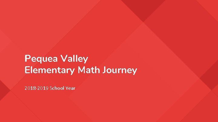 Pequea Valley Elementary Math Journey 2018 -2019 School Year 