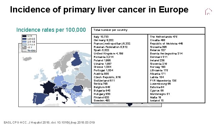 Incidence of primary liver cancer in Europe Incidence