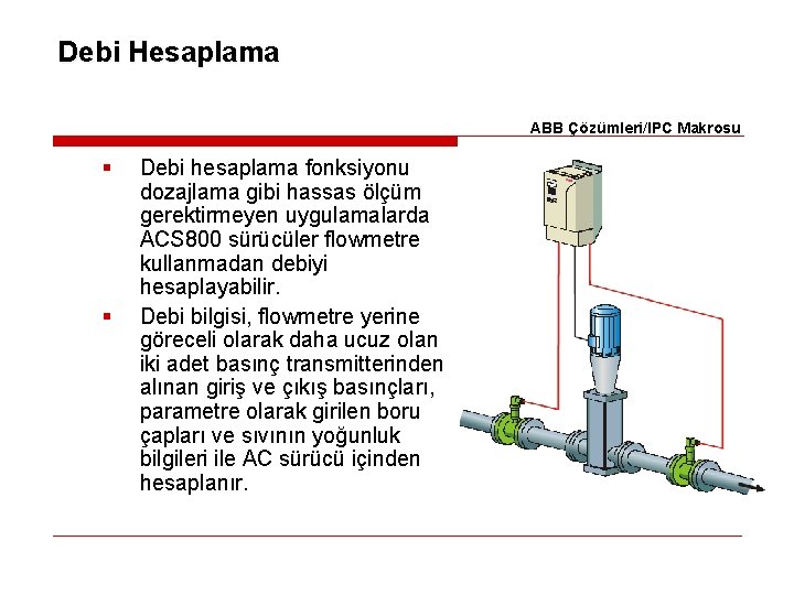 Debi Hesaplama ABB Çözümleri/IPC Makrosu § § Debi hesaplama fonksiyonu dozajlama gibi hassas ölçüm