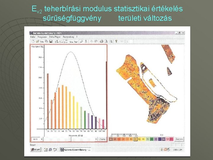 Ev 2 teherbírási modulus statisztikai értékelés sűrűségfüggvény területi változás 