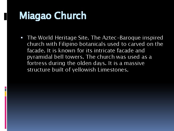 Miagao Church The World Heritage Site. The Aztec-Baroque inspired church with Filipino botanicals used