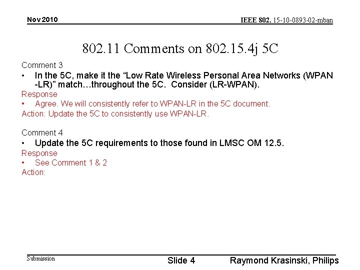 Nov 2010 IEEE 802. 15 -10 -0893 -02 -mban 802. 11 Comments on 802.