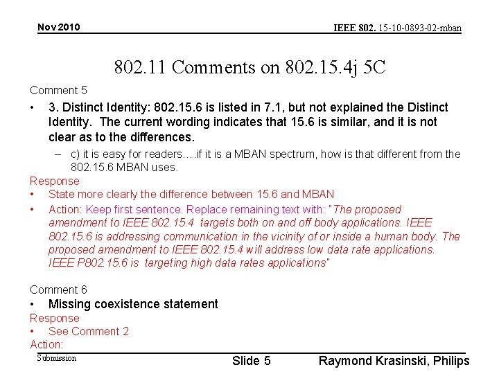 Nov 2010 IEEE 802. 15 -10 -0893 -02 -mban 802. 11 Comments on 802.