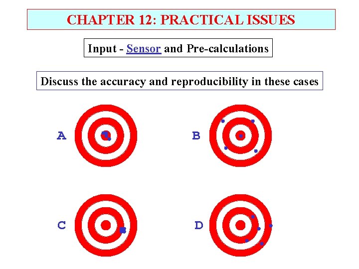 CHAPTER 12: PRACTICAL ISSUES Input - Sensor and Pre-calculations Discuss the accuracy and reproducibility