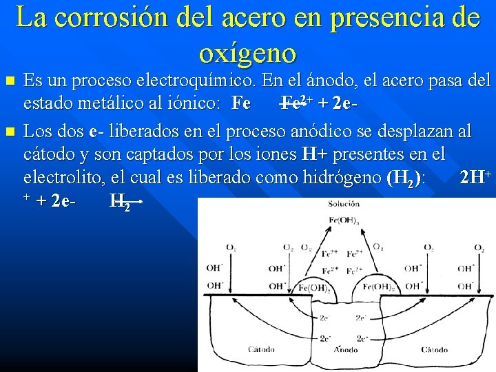 La corrosión del acero en presencia de oxígeno n n Es un proceso electroquímico.