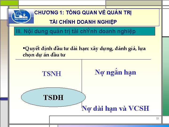 CHƯƠNG 1: TỔNG QUAN VỀ QUẢN TRỊ TÀI CHÍNH DOANH NGHIỆP III. Nội dung