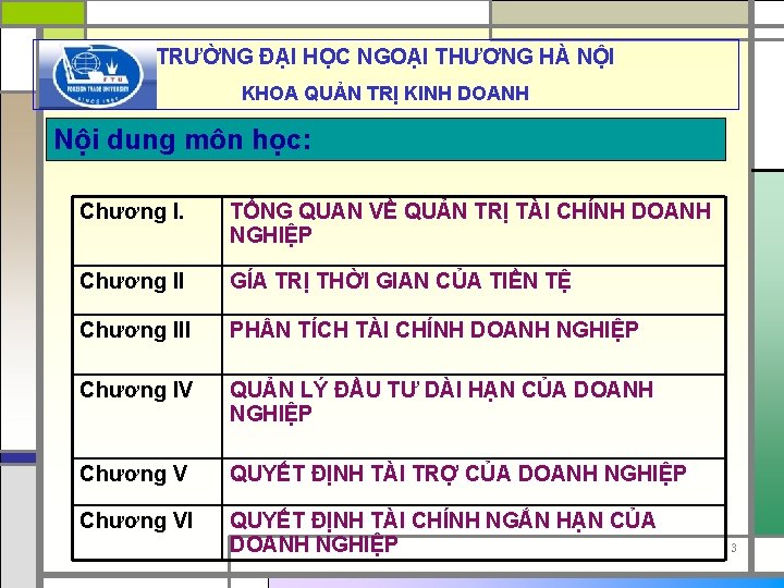 TRƯỜNG ĐẠI HỌC NGOẠI THƯƠNG HÀ NỘI KHOA QUẢN TRỊ KINH DOANH Nội dung