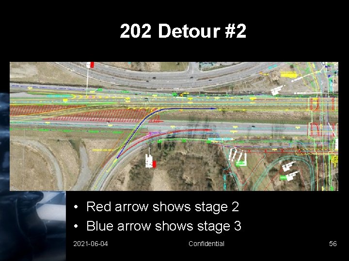 202 Detour #2 • Red arrow shows stage 2 • Blue arrow shows stage 202 Detour #2 • Red arrow shows stage 2 • Blue arrow shows stage