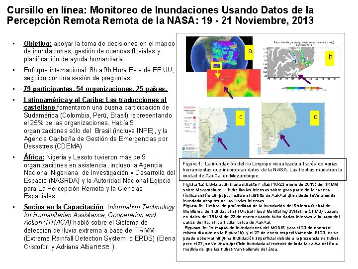 Cursillo en línea: Monitoreo de Inundaciones Usando Datos de la Percepción Remota de la